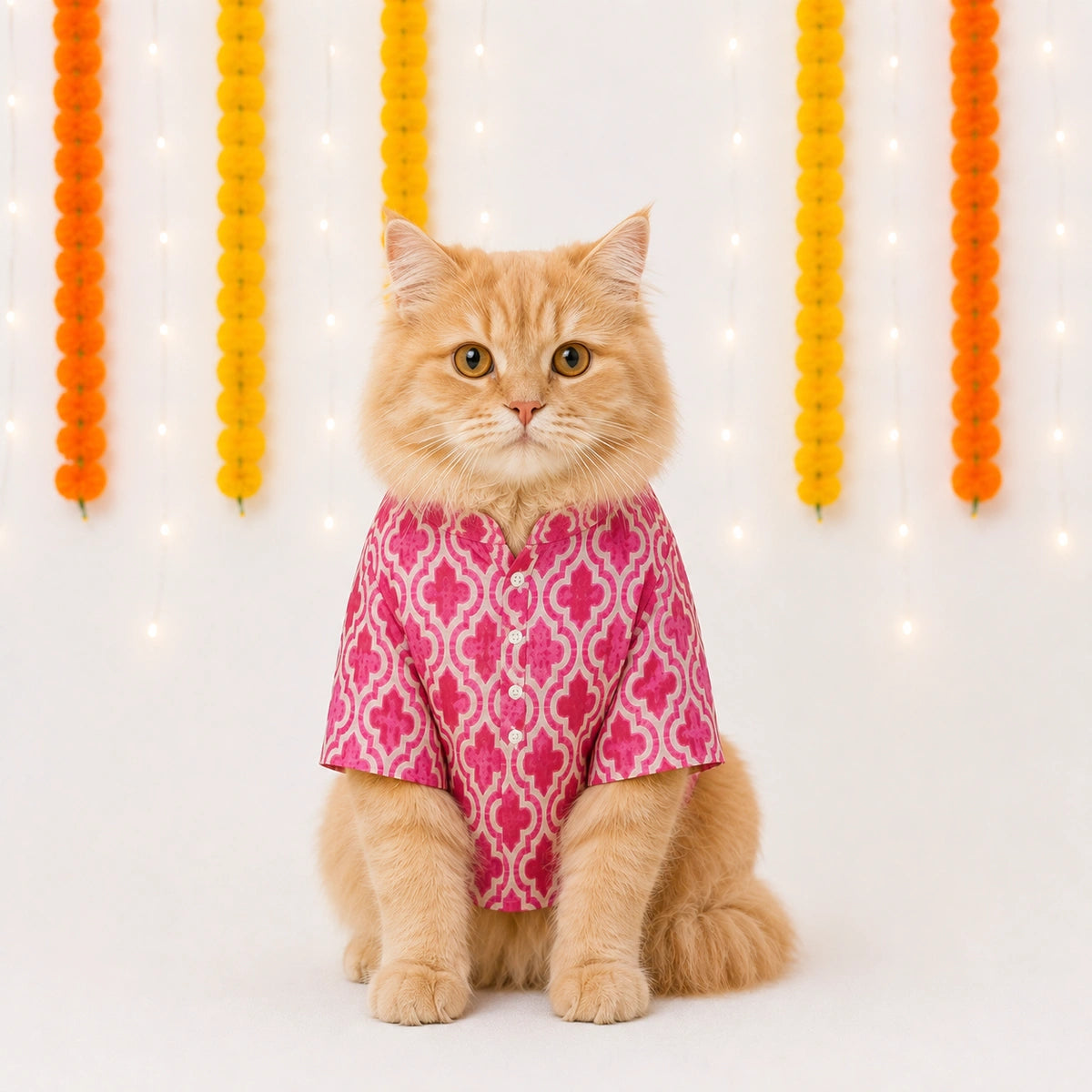 Thunder Tails Pink Cat Festive Kurta