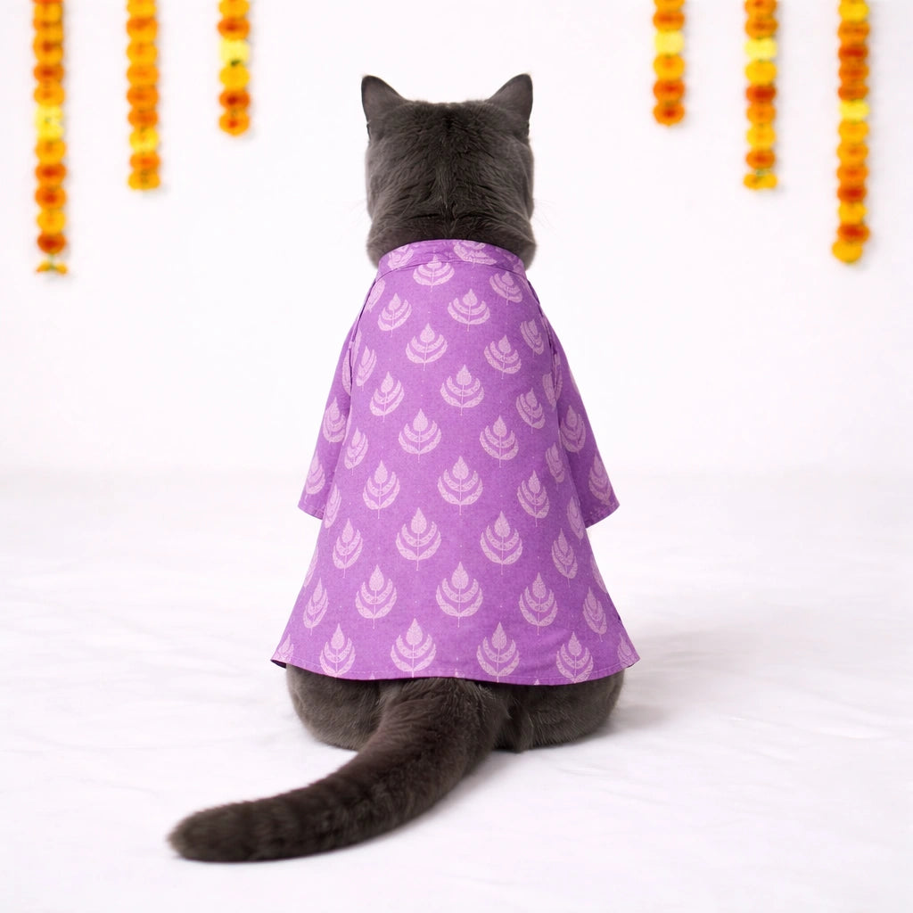 Thunder Tails Lavender Cat Festive Kurta