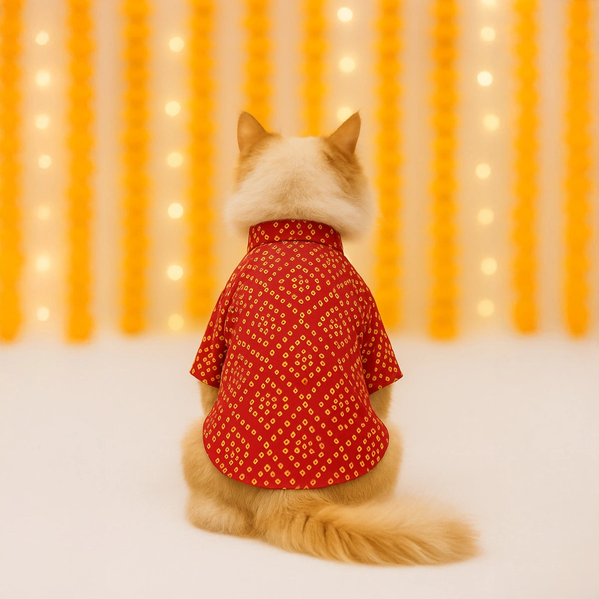 Thunder Tails Red Bandhani Festive Kurta