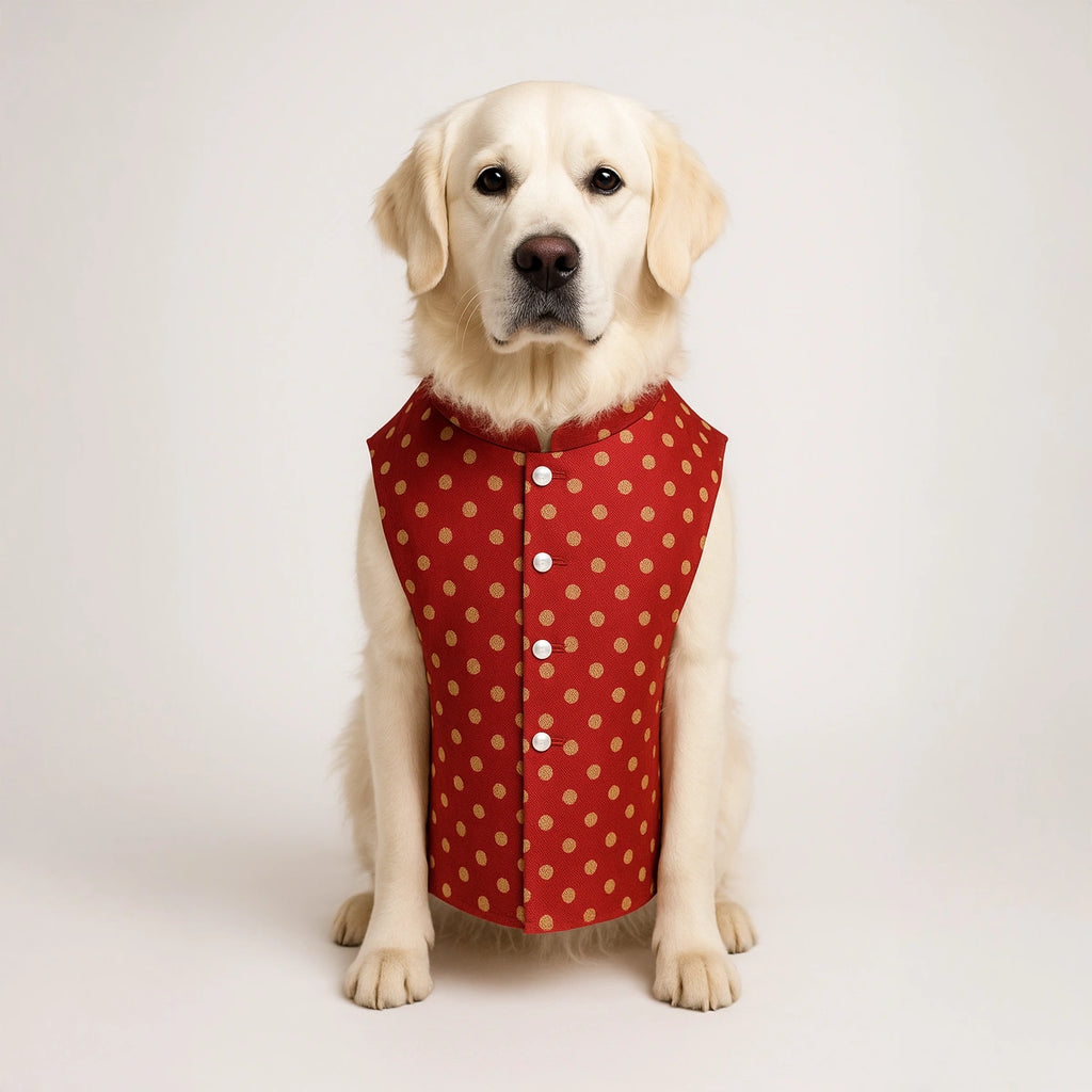 Thunder Tails Red Polka Festive Sherwani