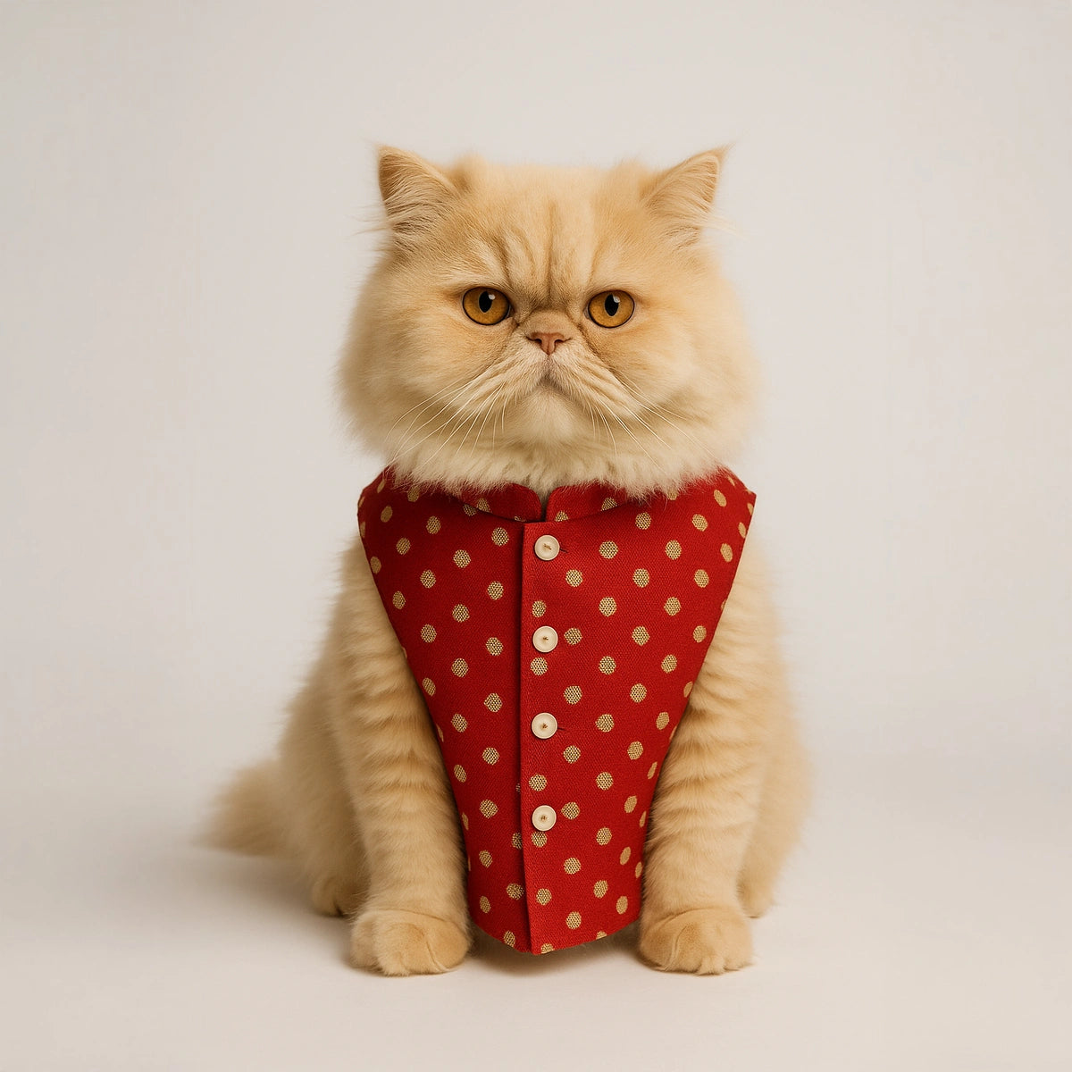 Thunder Tails Red Polka Cat Festive Sherwani