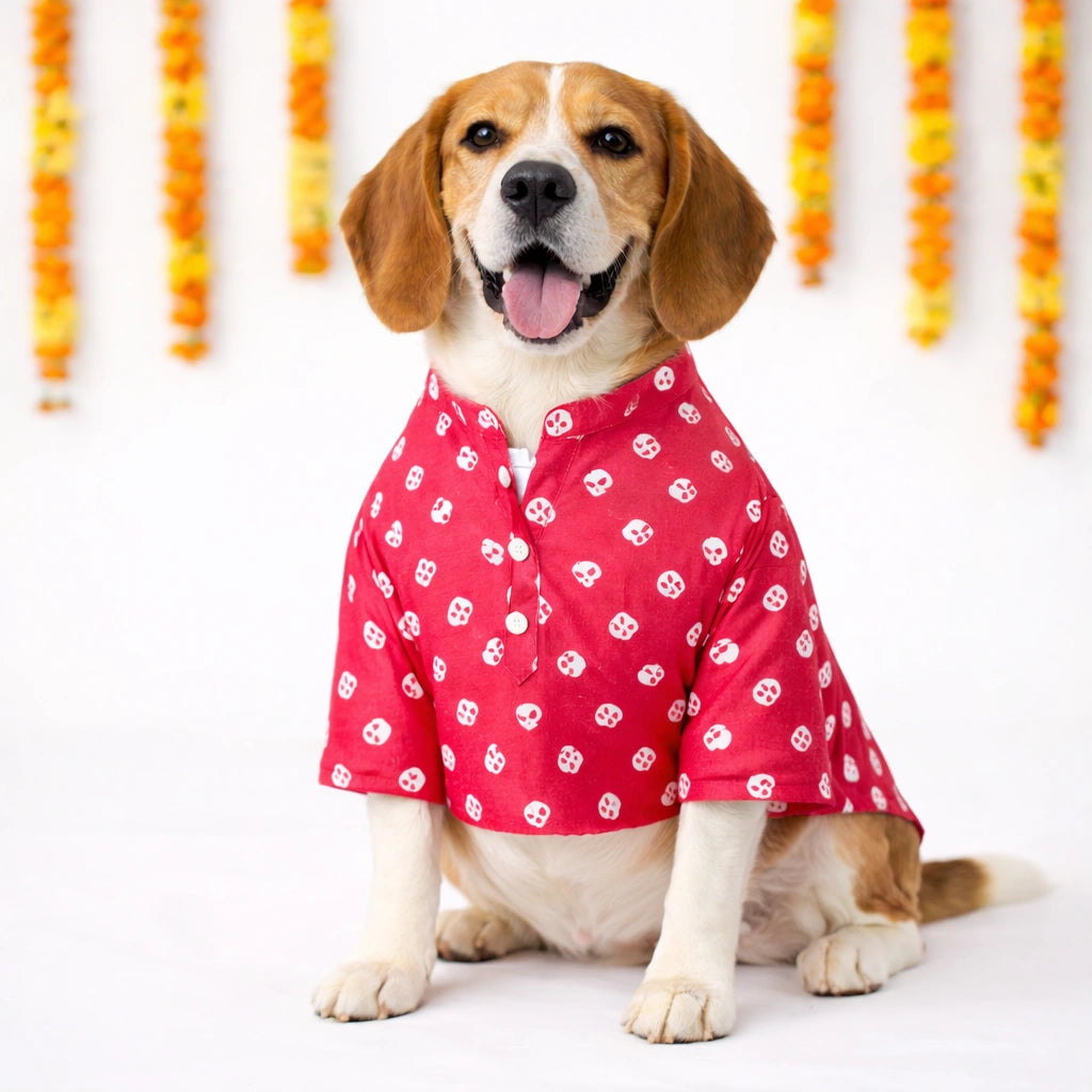 Thunder Tails Black Red Festive Dog Kurta