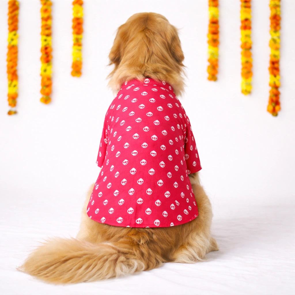 Thunder Tails Black Red Festive Dog Kurta