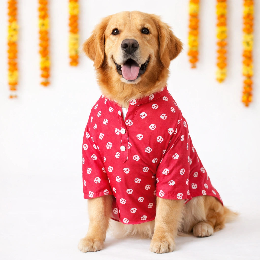 Thunder Tails Black Red Festive Dog Kurta