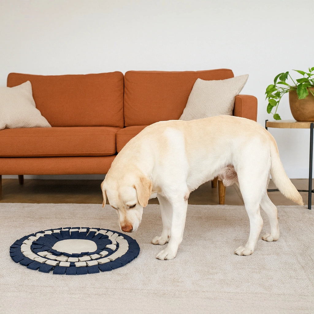 Thunder Tails Treat Trail Snuffle Mats-Navy/Beige