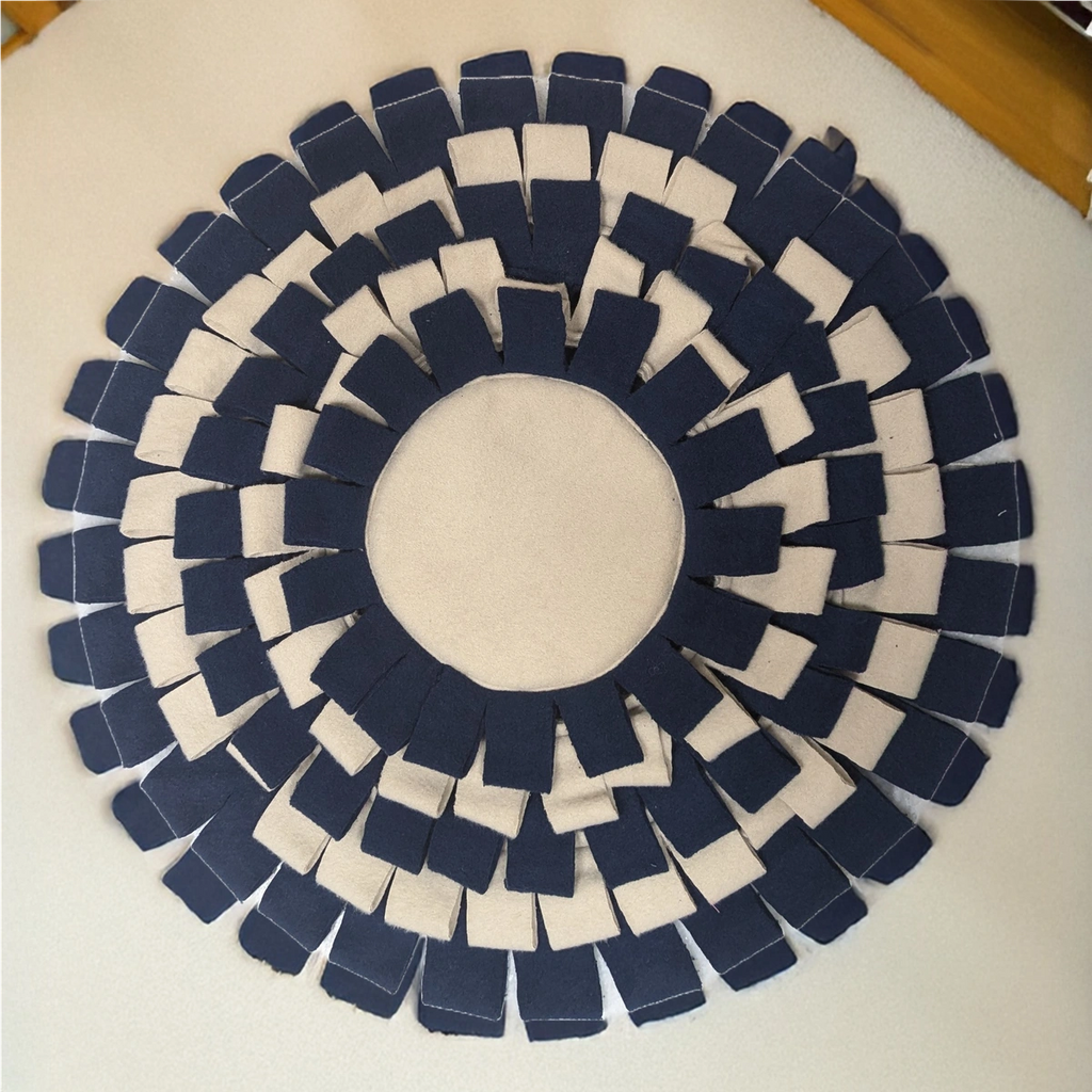 Thunder Tails Treat Trail Snuffle Mats-Navy/Beige