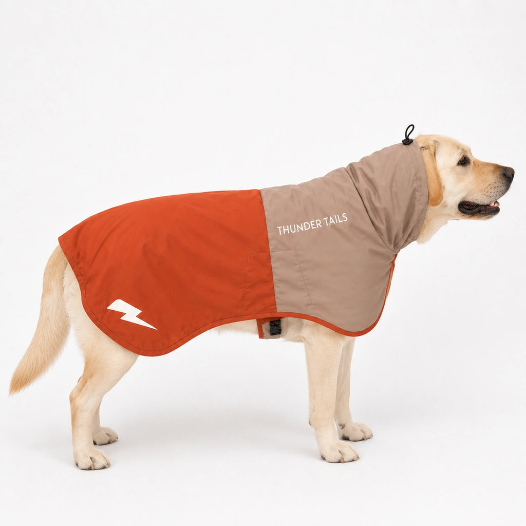 Thunder Tails Splash Dash Dog Raincoat - Beige/Tan