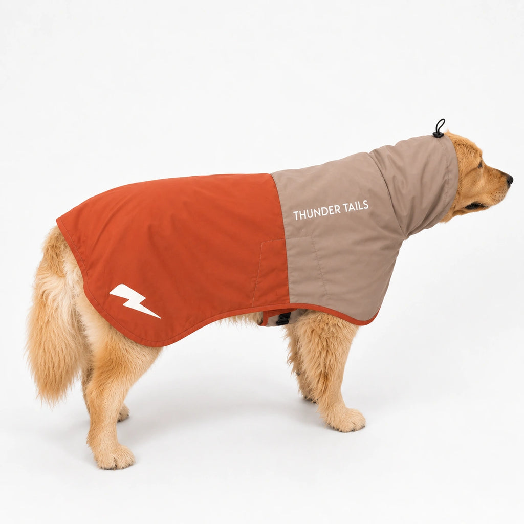 Thunder Tails Splash Dash Dog Raincoat - Beige/Tan