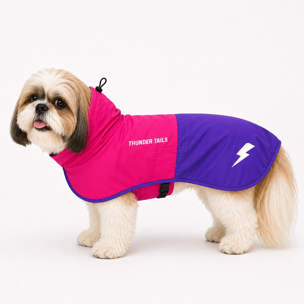 Thunder Tails Splash Dash Dog Raincoat - Pink/Purple