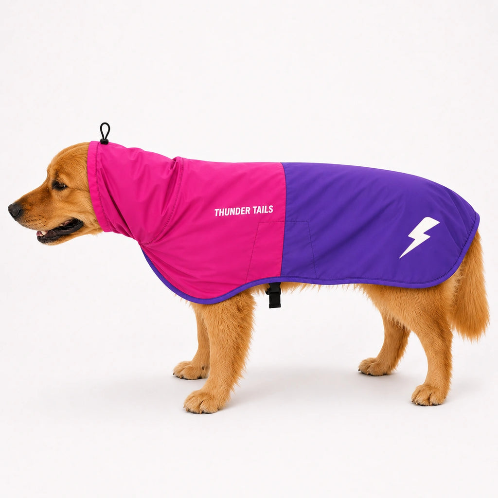 Thunder Tails Splash Dash Dog Raincoat - Pink/Purple