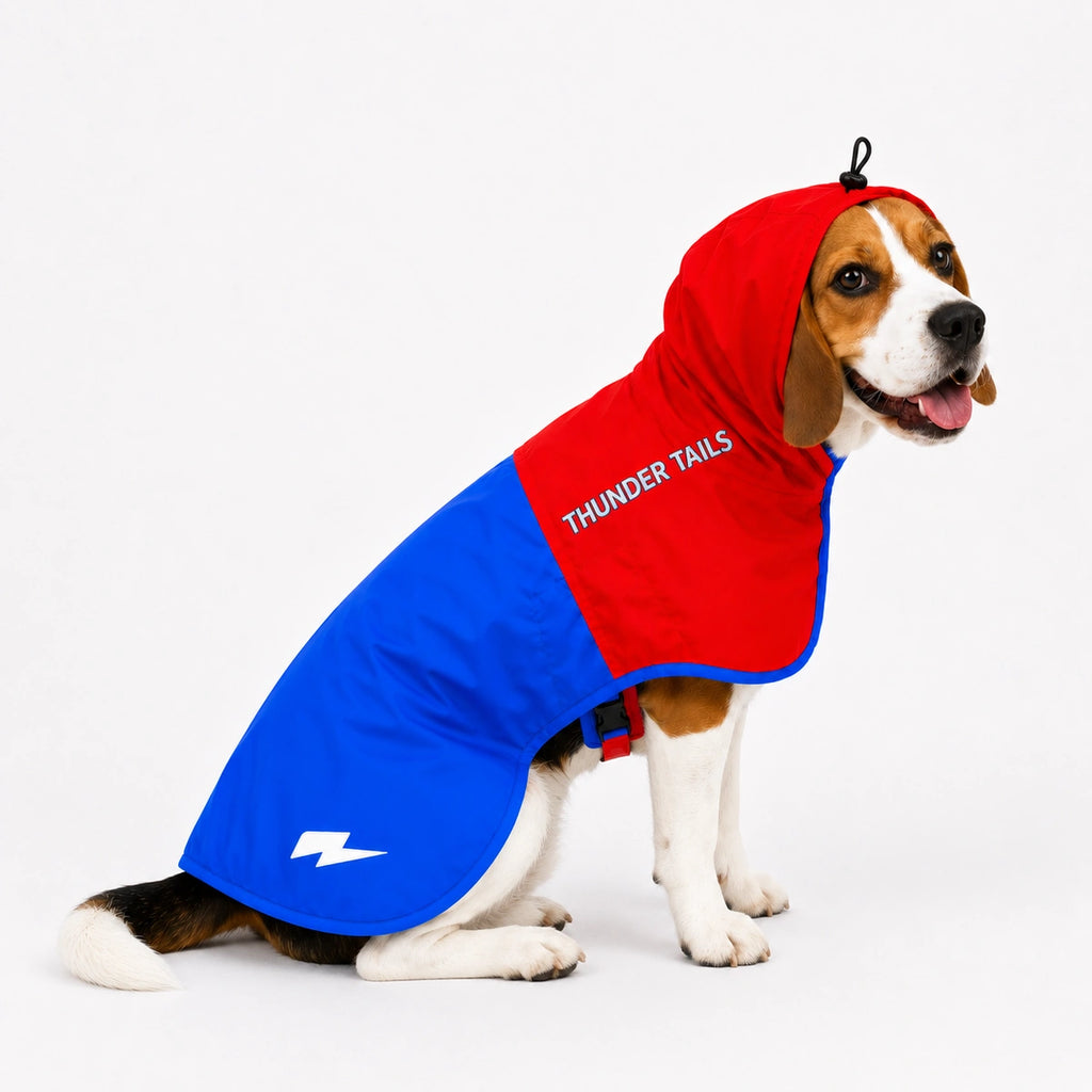 Thunder Tails Splash Dash Dog Raincoat - Red/Blue