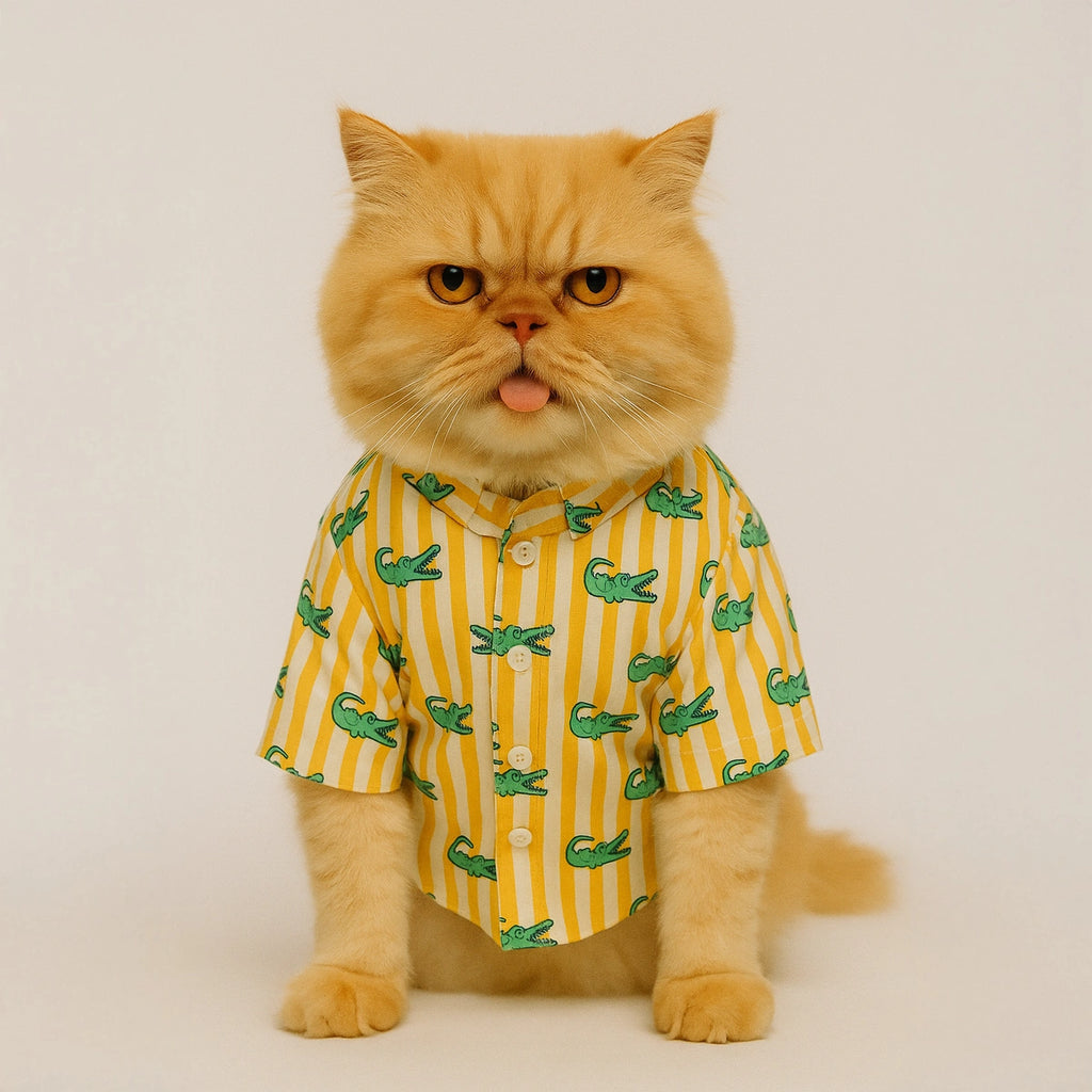 Thunder Tails Yellow Stripe Crocodile Casual Shirt